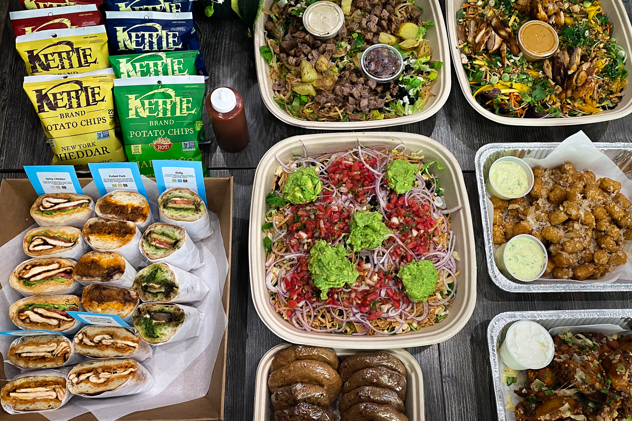 Catering spread from Sprout Cafe
